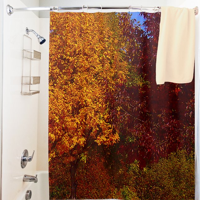 Rideaux De Douche Feuilles d'automne Jaune Orange Vert Brown (Autumn Leaves of Yellow Orange Brown Green Shower Curtain)