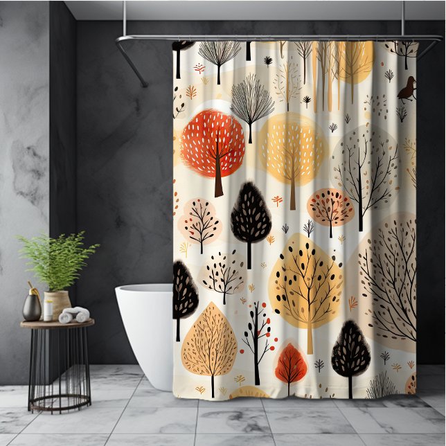 Rideaux De Douche Feuilles d'automne Whimsical arbres beige orange c (Créateur téléchargé)