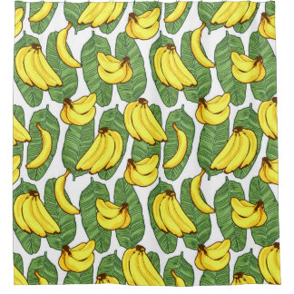Rideaux De Douche Feuilles de bananes : Motif de fruits tropicaux