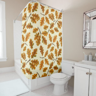 Rideaux De Douche Feuilles de chêne automnal sur blanc