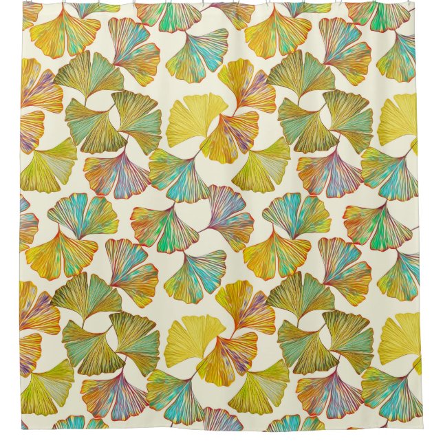 Rideaux De Douche Feuilles de Gingko : Art Abstrait floral (Devant)