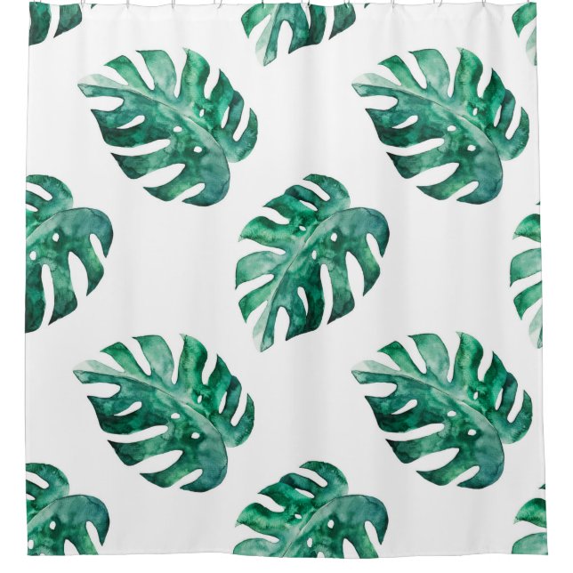 Rideaux De Douche Feuilles de Monstera. Motif d'illustration tropica (Devant)