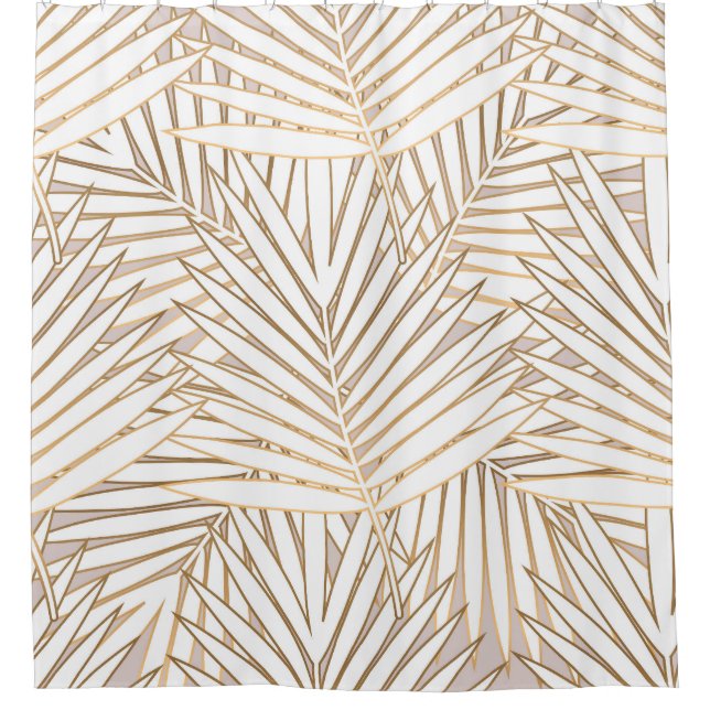 Rideaux De Douche Feuilles de palmiers dorés : art déco. (Devant)