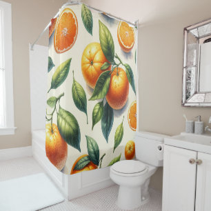 Rideaux De Douche Feuilles d'orange d'agrumes à l'aquarelle