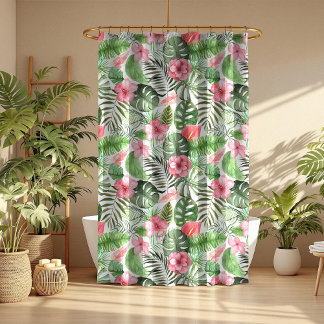 Rideaux De Douche Feuilles et fleurs tropicaux