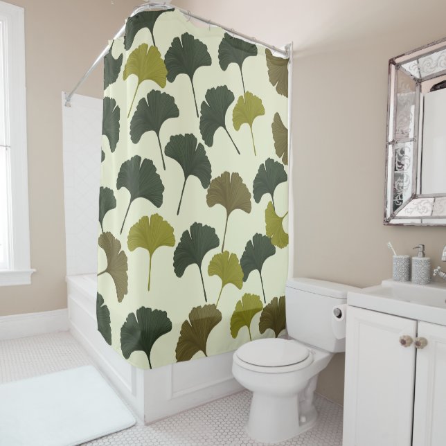 Rideaux De Douche Feuilles Ginko Bilbao (En situation)