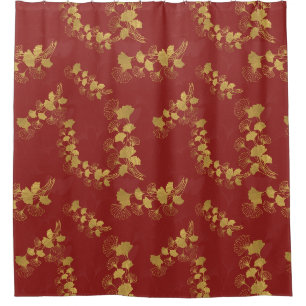 Rideaux De Douche Feuilles Gold Gingko Balboa sur Arrière - plan rou