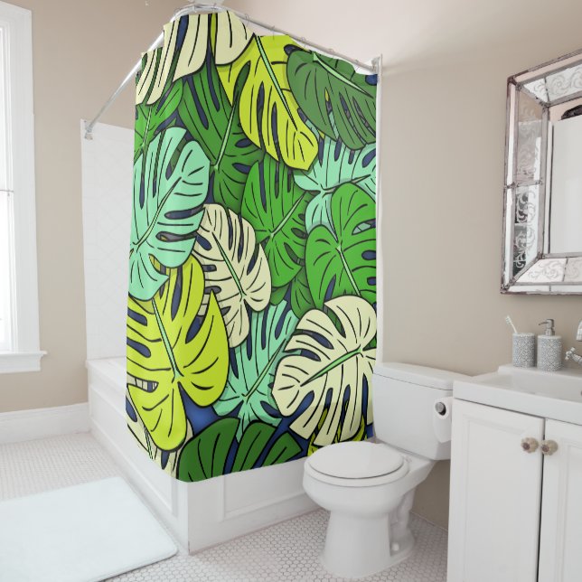 Rideaux De Douche Feuilles Monstera #3 (En situation)