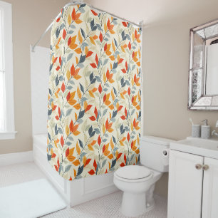 Rideaux De Douche Feuilles orange et bleu outrepasser