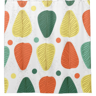Rideaux De Douche Feuilles peints de couleur, cadre d'affaires brill