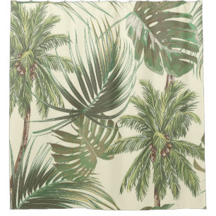 Rideaux De Douche Feuilles tropicaux motif sans couture