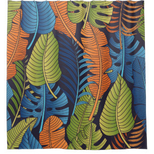 Rideaux De Douche Feuilles tropicaux, motif sans couture fleurie.