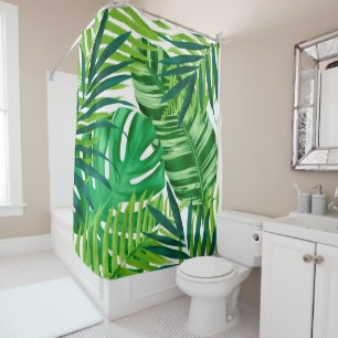Rideaux De Douche feuilles tropicaux verts