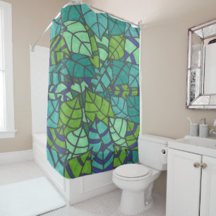 Rideaux De Douche Feuilles verts tropicaux