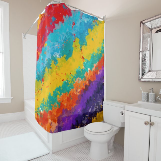 Rideaux De Douche Fiesta Peinture Couleur Splash Couleurs Splashes (En situation)