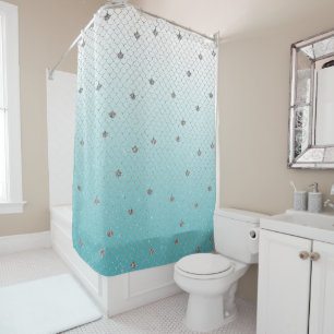 Rideaux De Douche Fille Aqua Parties scintillant Argent Ombre Sparkl