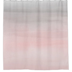 Rideaux De Douche Fille d'aquarelle moderne rose et gris brillant