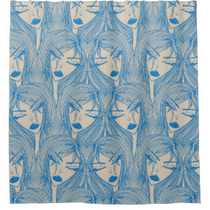 Rideaux De Douche Fille glamour : motif sans couture stylisée.