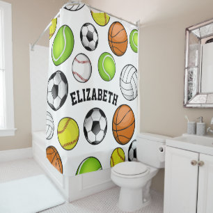 Rideaux De Douche Fille nommée personnalisée par All Star de sport
