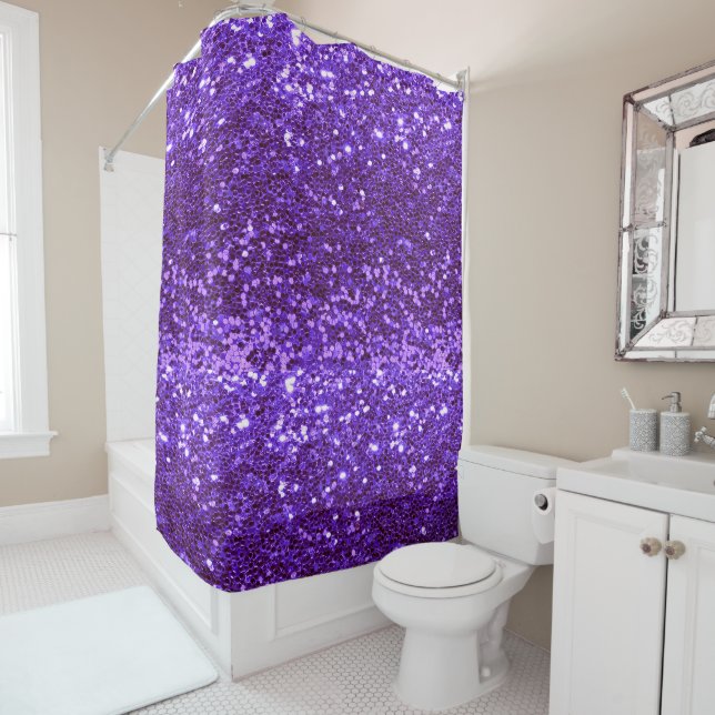 Rideaux De Douche Fille Violet Parties scintillant Bling Glam modern (En situation)