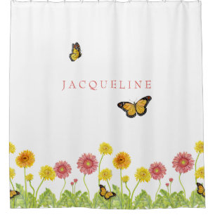 Rideaux De Douche Filles de papillon de monarque de marguerite de
