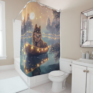 Rideaux De Douche Finlandais Lapphund Noël Festive Voyage
