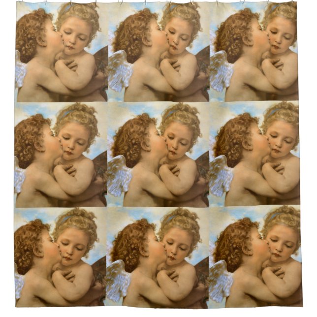 Rideaux De Douche First Kiss (détail d'ange) par Bouguereau (Devant)
