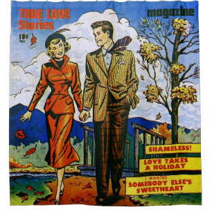 Rideaux De Douche First Romance Autumn Love Comics Vintage