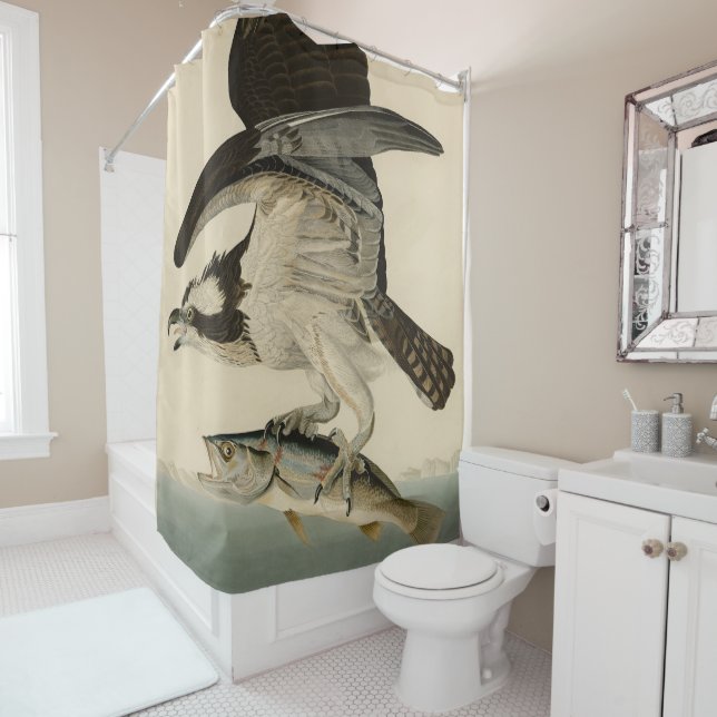 Rideaux De Douche Fish Hawk, Osprey, d'Audubon's Birds of America (En situation)