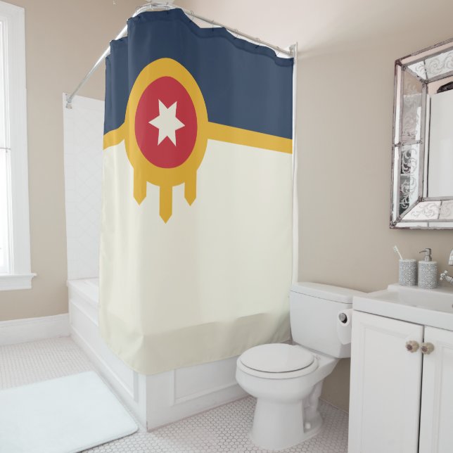 Rideaux De Douche Flag of Tulsa city, Oklahoma State (En situation)