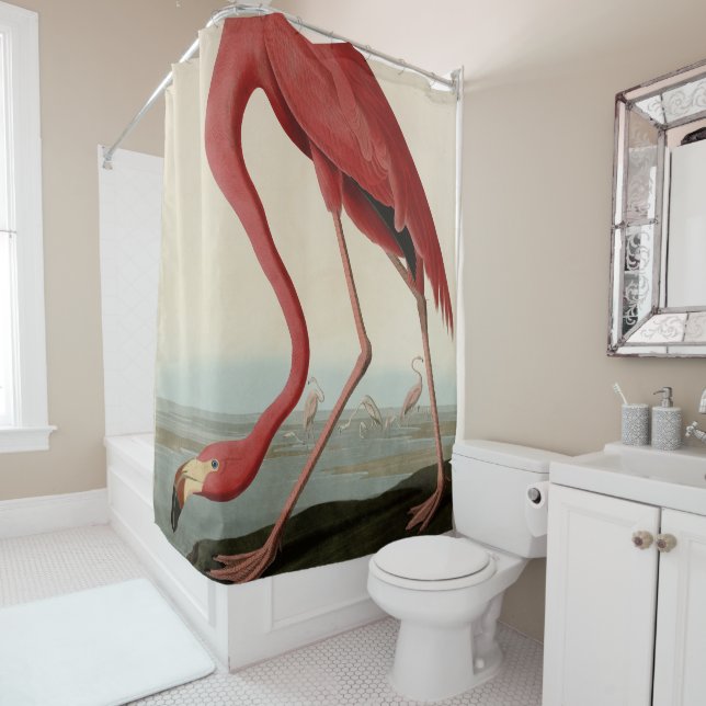 Rideaux De Douche Flamant rose américain d'Audubon's Birds of Americ (En situation)