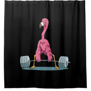 Rideaux De Douche Flamant rose de levage de poids Flamant rose de le