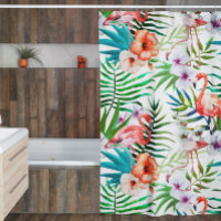 Flamant rose du Paradis tropical Fleurs Feuilles