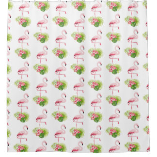 Rideaux De Douche Flamant rose et palmiers