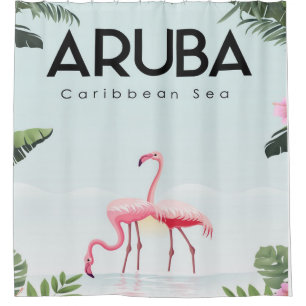Rideaux De Douche Flamant rose maritime des Caraïbes d'Aruba   Flama