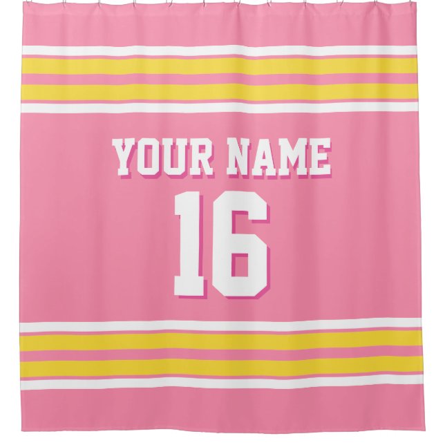 Rideaux De Douche Flamant rose rose jaune blanc rayures sport Jersey (Devant)