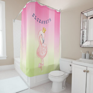 Rideaux De Douche Flamant rose rose mignon Ombre rayé