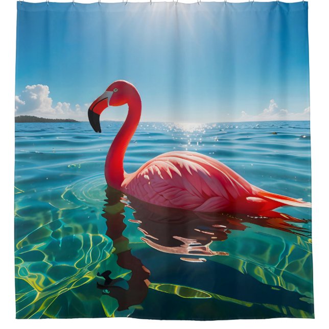 Rideaux De Douche Flamant rose Rose Sous Le Ciel (Devant)