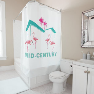 Rideaux De Douche Flamants roses de style milieu de siècle