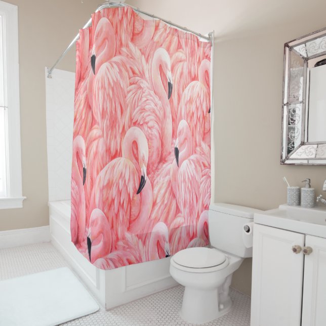 Rideaux De Douche Flamants roses roses (En situation)
