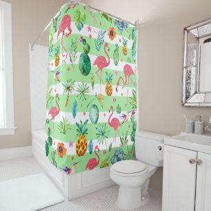 Rideaux De Douche Flamants roses roses et mélodie tropicale Motif