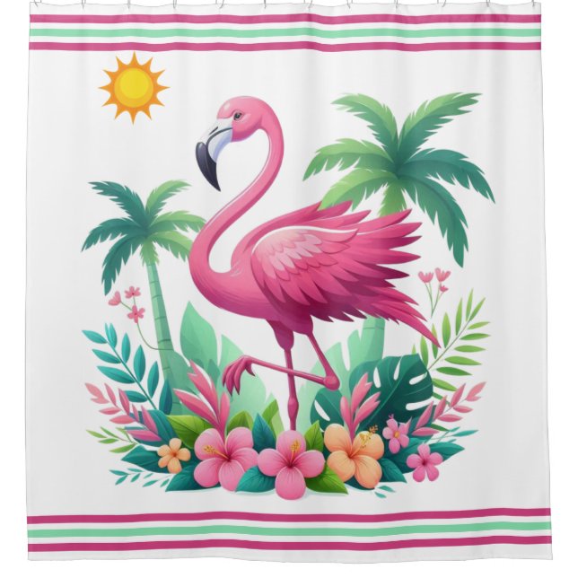 Rideaux De Douche Flamingo rose tropicale/Floride (Devant)