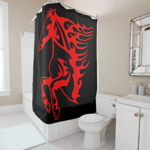 Rideaux De Douche Flamme feu rouge Bronco Mustang Cheval sauvage