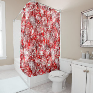 Rideaux De Douche Flammes de neige sur rouge