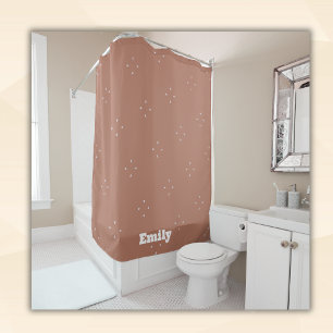 Rideaux De Douche Flèche blanche monogramme sur mousse mocha arrière