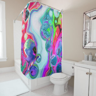 Rideaux De Douche Flèches et bulles colorées Marble Fluid Art
