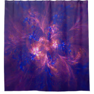 Rideaux De Douche Fleur Abstraite Mélange De Motifs Violet Et Bleu