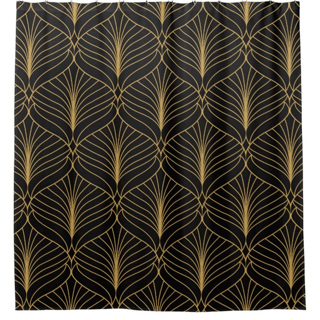 Rideaux De Douche Fleur arabesque, arrière - plan Art Déco. (Devant)