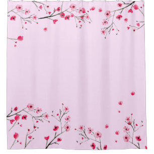 Rideaux De Douche Fleur d'aquarelle rose fleurs de cerisiers japonai
