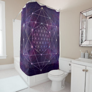 Rideaux De Douche Fleur de la vie sur la nébuleuse - ciel